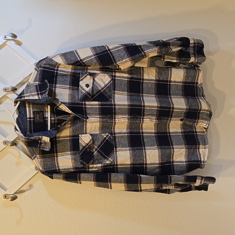 Jach's Heritage Flannel Size XL Blue and Cream white